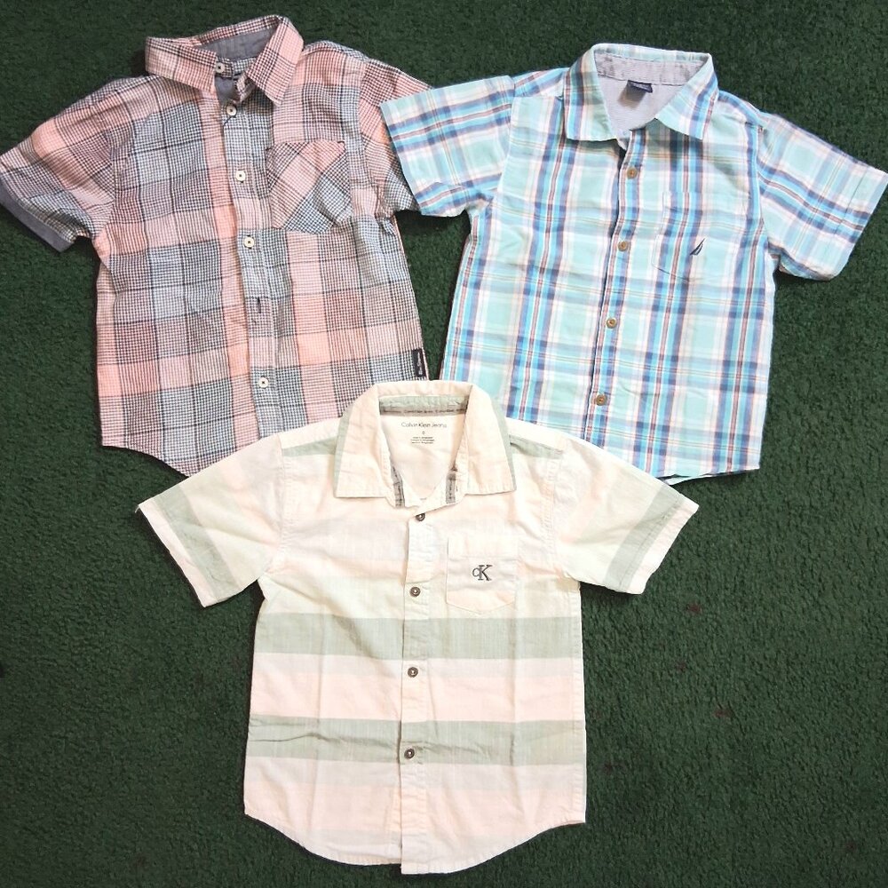 Boys Designer Shirt Bundle (3) - Ben Sherman, Nautica, Calvin Klein - Sizes 4-5